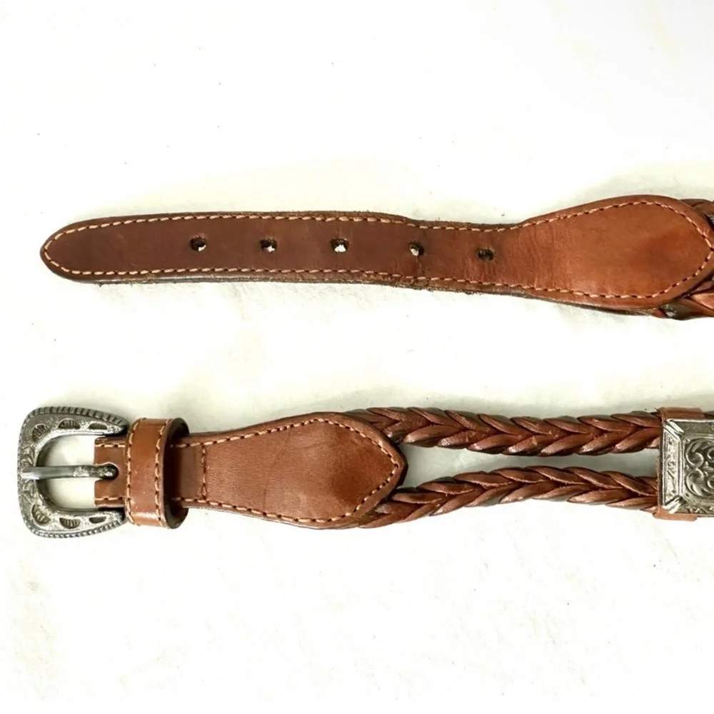 Fossil Woven Leather & Silver Plated Hardware XS - S